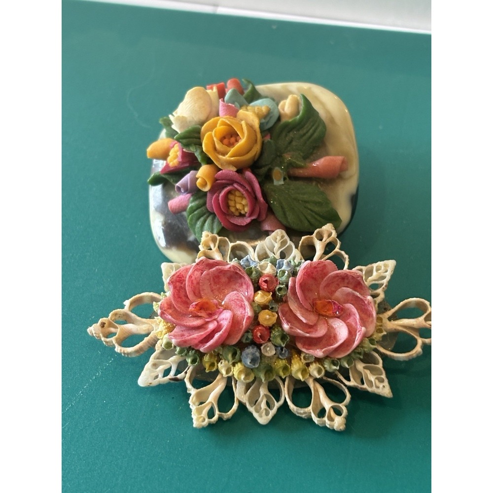 Bread Dough And‎ Shell  Brooch Handmade Vintage